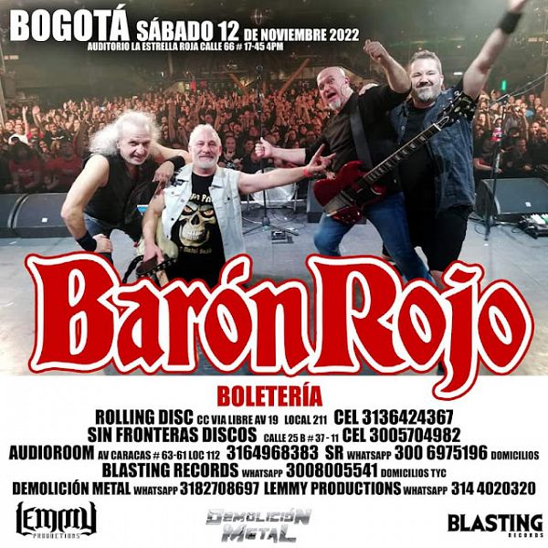 Evento Baron Rojo|Conciertos, Festivales.