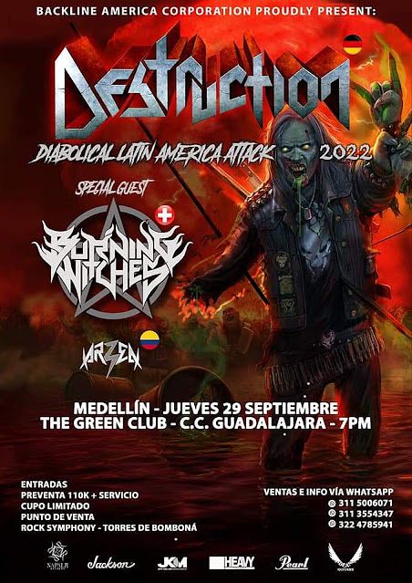 Evento Destruction En Colombia|Conciertos, Festivales.
