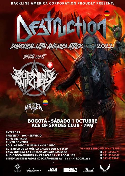 Evento Destruction En Colombia|Conciertos, Festivales.
