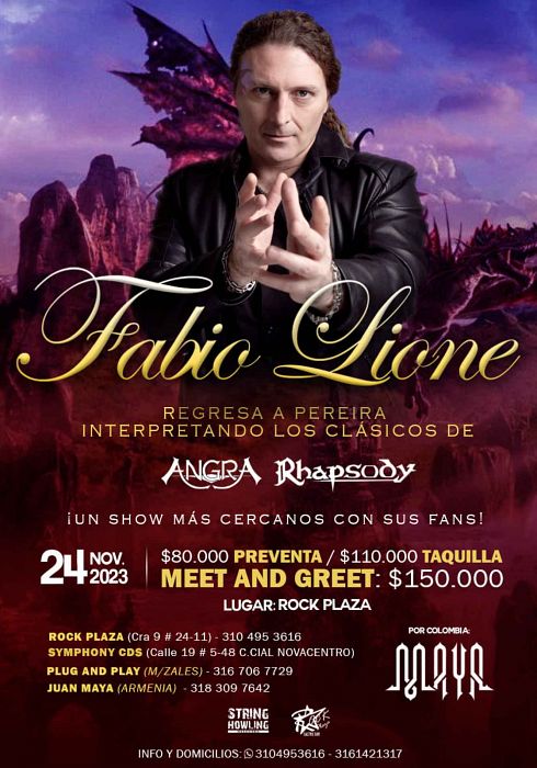 Evento Fabio Lione|Conciertos, Festivales.