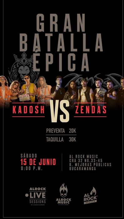 Evento Kadosh Vs Zendas|Conciertos, Festivales.