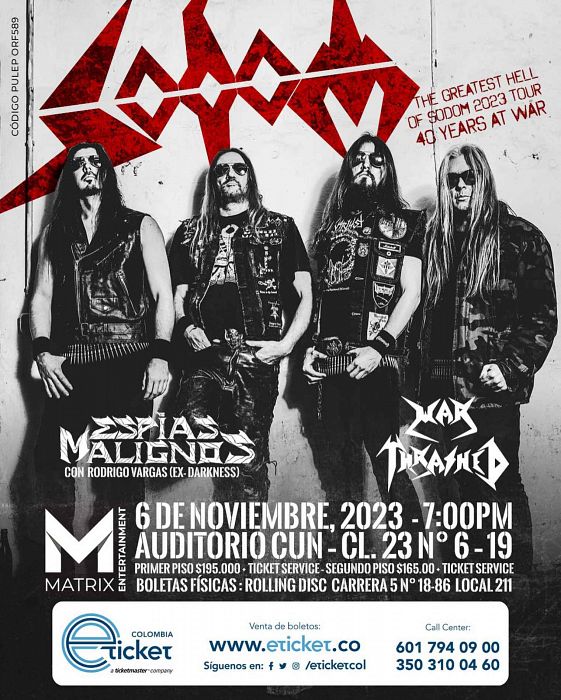 Sodom, Bogota, Noviembre 06 2023, Auditorio Mayor Cun