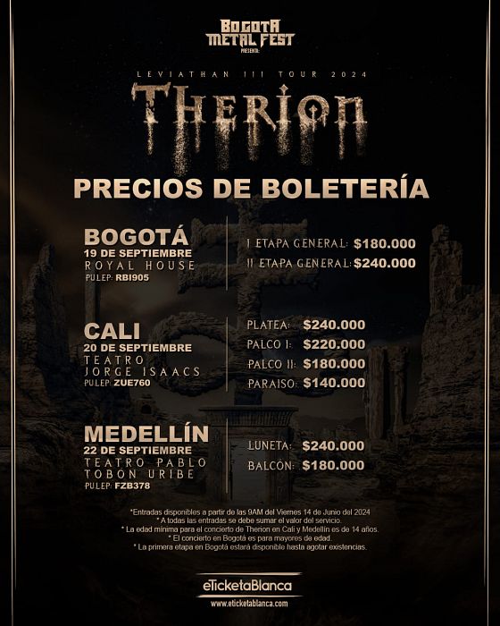Evento Therion|Conciertos, Festivales.