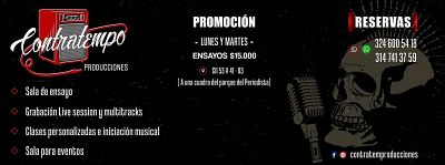 Contratempo Producciones, Salas de Ensayo Medellin y Estudios de Grabación Medellin.