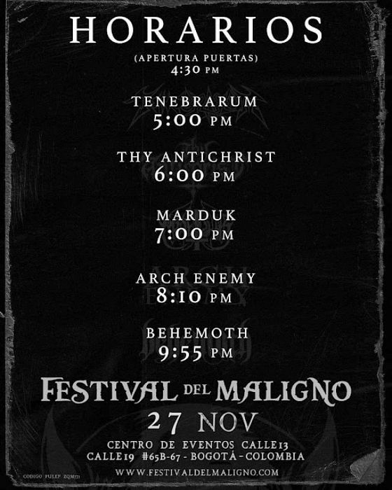Evento Behemoth Y Arch Enemy|Conciertos, Festivales.