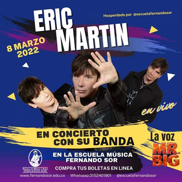 Evento Eric Martin En Colombia|Conciertos, Festivales.