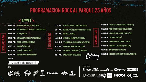 Evento 3er Dia Del Rock Al Parque 2019 En Su Aniversario No 25|Conciertos, Festivales.