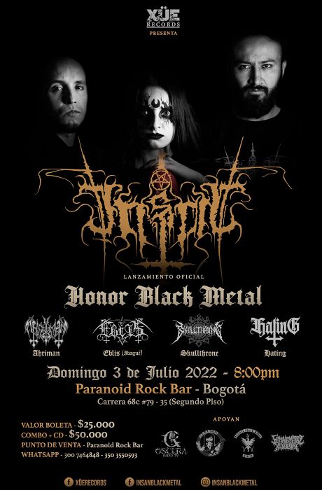 Evento Lanzamiento Honor Black Metal|Conciertos, Festivales.