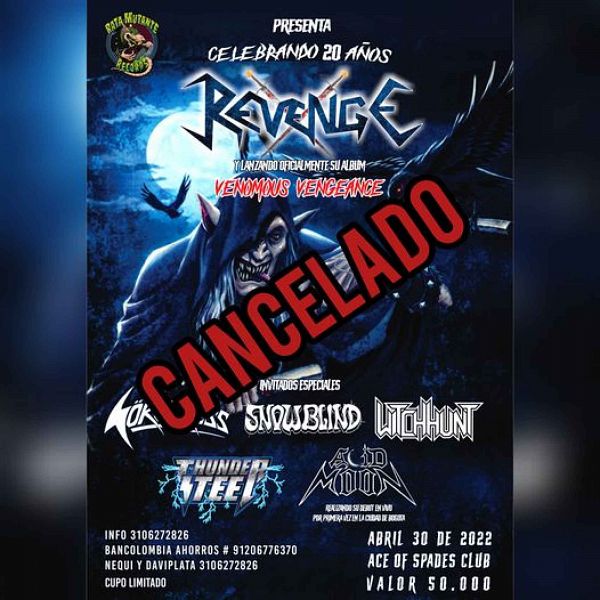 Evento Nuevo Album De Revenge Venomous Vengeance|Conciertos, Festivales.