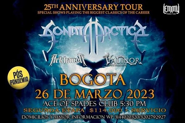 Evento Sonata Arctica En Colombia|Conciertos, Festivales.
