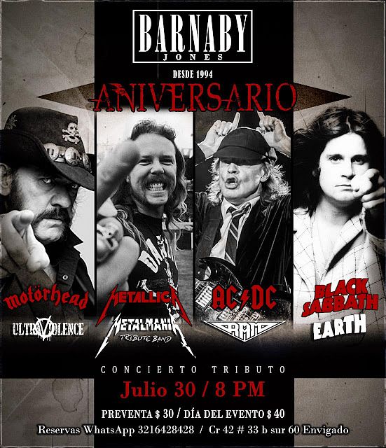 Evento Tributo Metalica Black Sabbath|Conciertos, Festivales.