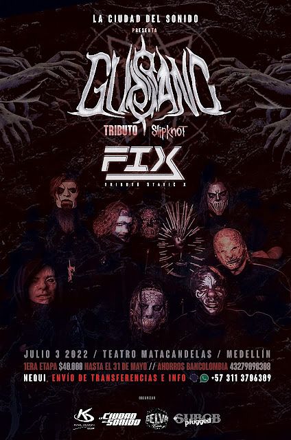 Evento Tributo Slipknot Y Static X|Conciertos, Festivales.